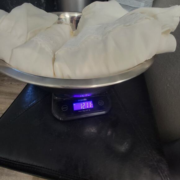 Vanilla Bay Cream Midi Dress Large Empire Waist Lace Trim Cottagecore - Picture 7 of 7